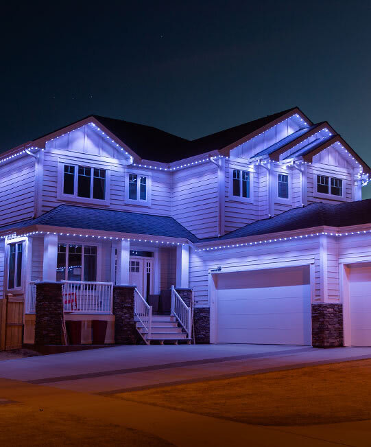 Permanent outdoor lighting installed on a residential home