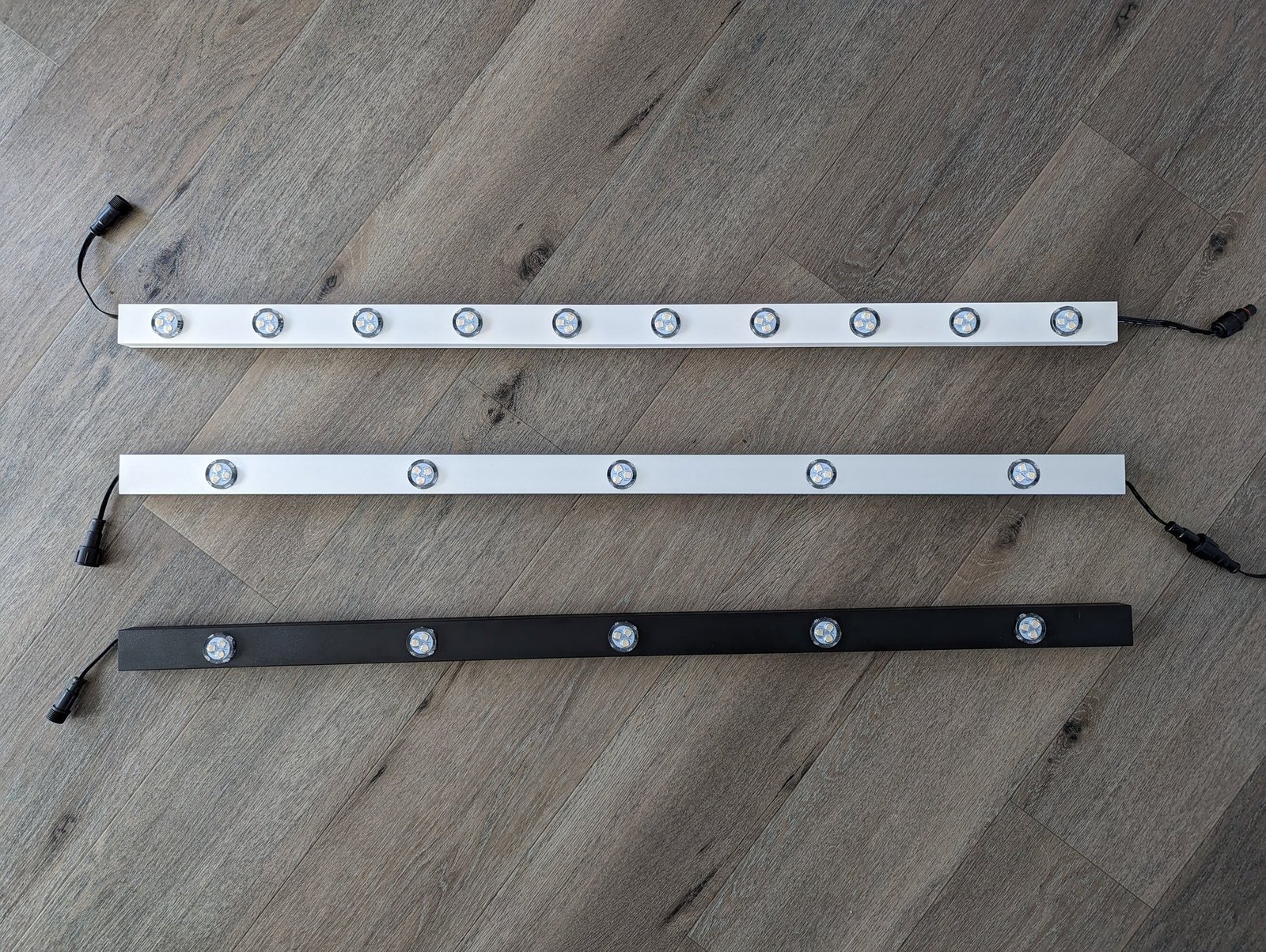 Permanent outdoor lighting track and materials ready for installation